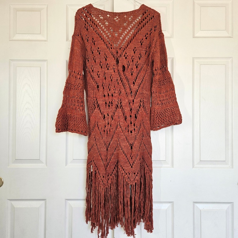 Free People | Constellation Crochet Fringe Tunic Mars Dust NWT Size XS - Picture 11 of 11